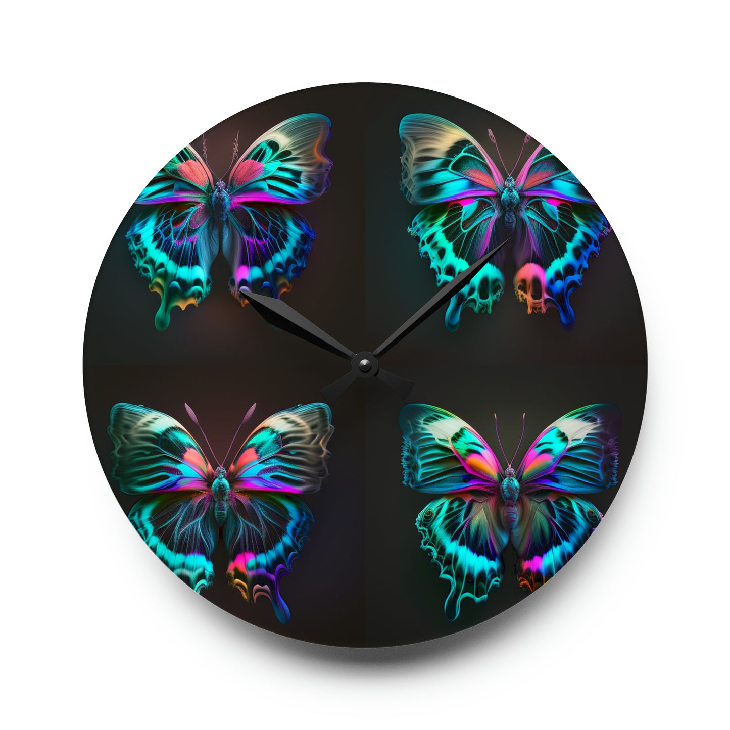 Acrylic Wall Clock Neon Butterfly Fusion 5