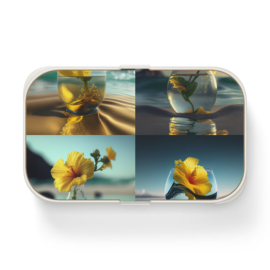 Bento Lunch Box Yellow Hibiscus glass 5