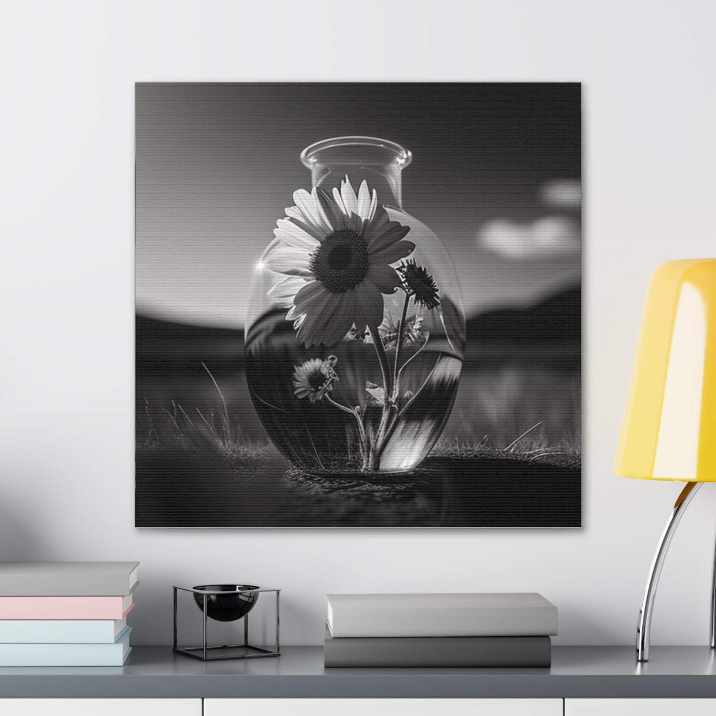 Canvas Gallery Wraps Yellw Sunflower in a vase 4