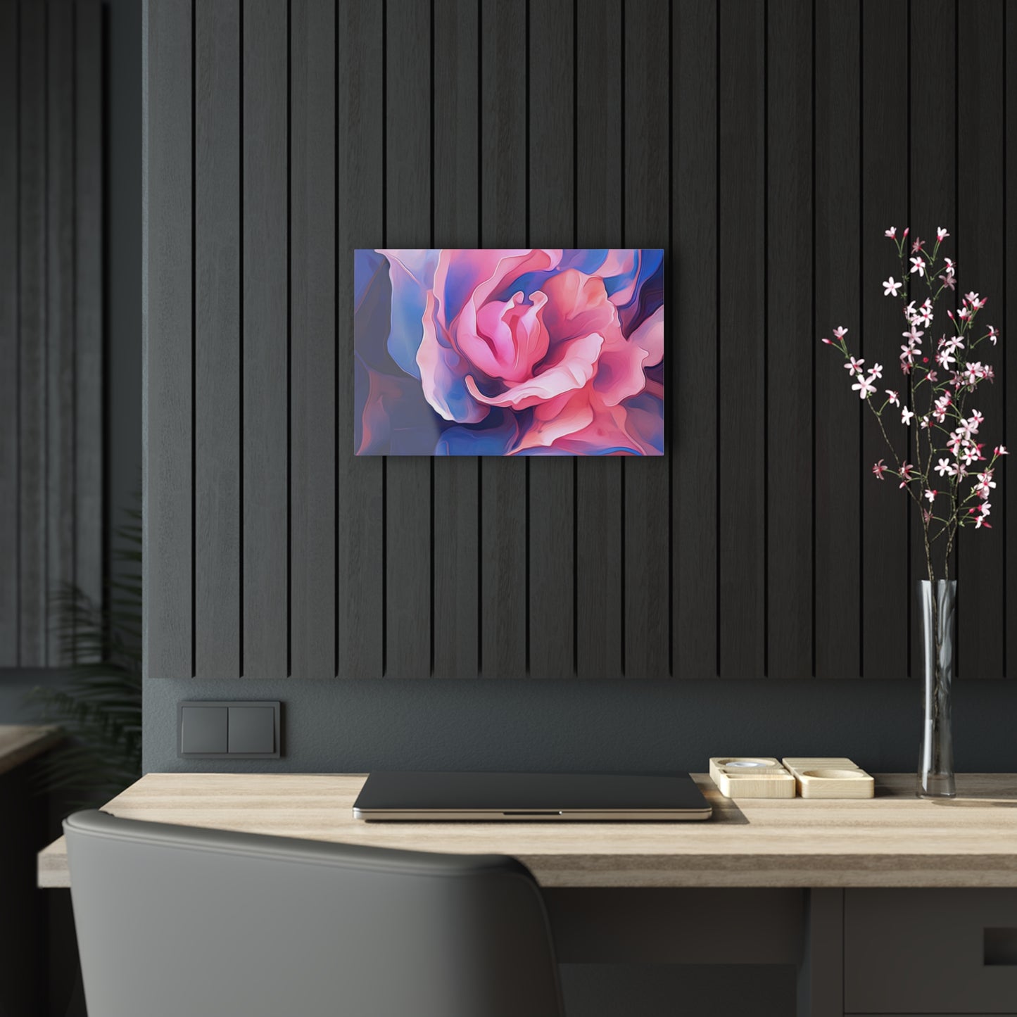 Acrylic Prints Pink & Blue Tulip Rose 1