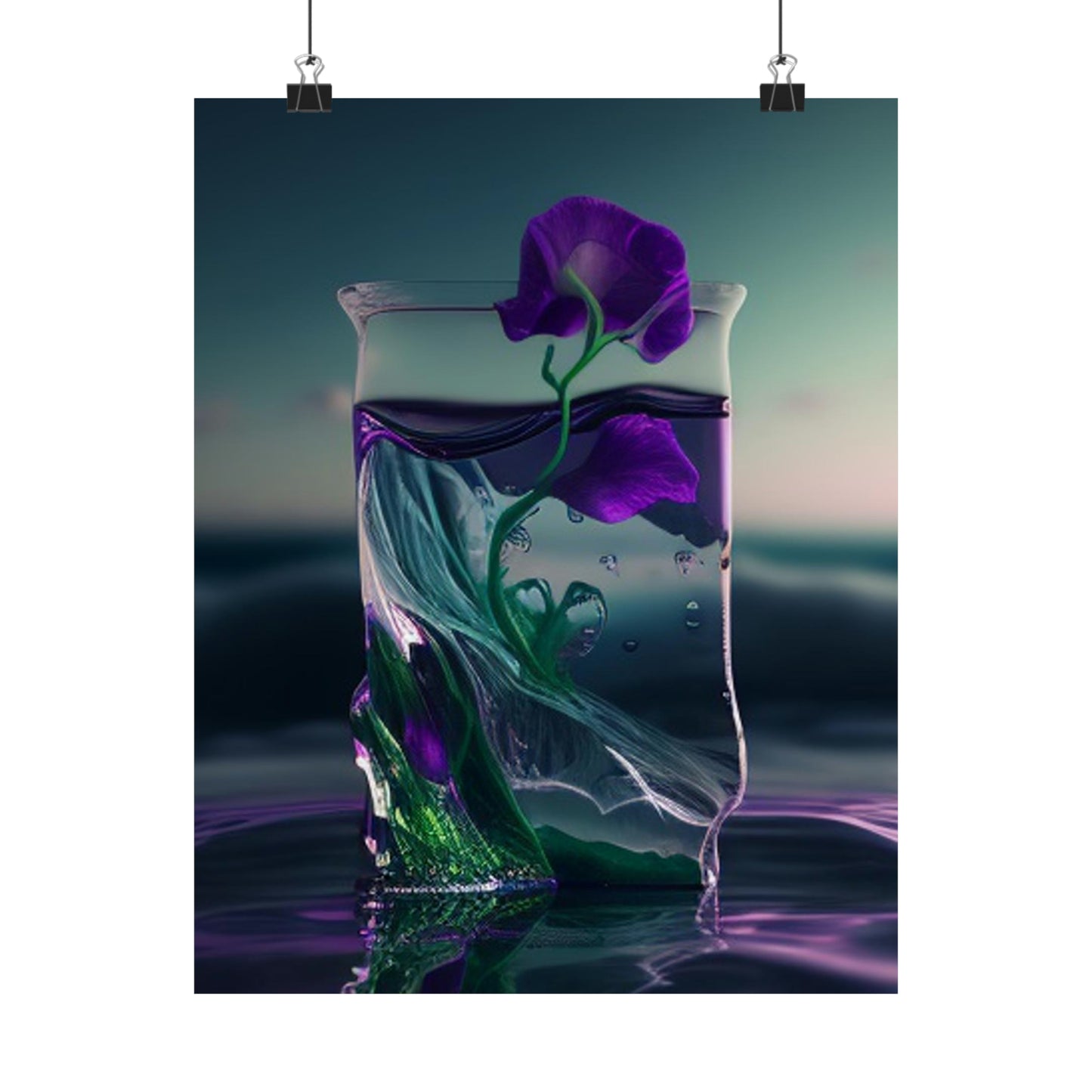 Premium Matte Vertical Posters Purple Sweet pea in a vase 3