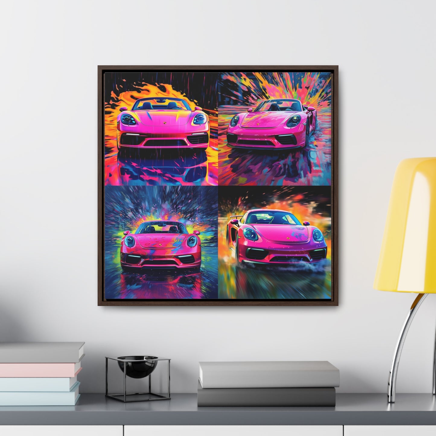 Gallery Canvas Wraps, Square Frame Pink Porsche water fusion 5