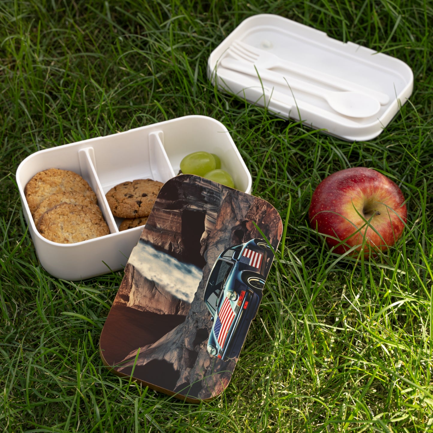 Bento Lunch Box American Flag Porsche Abstract 2