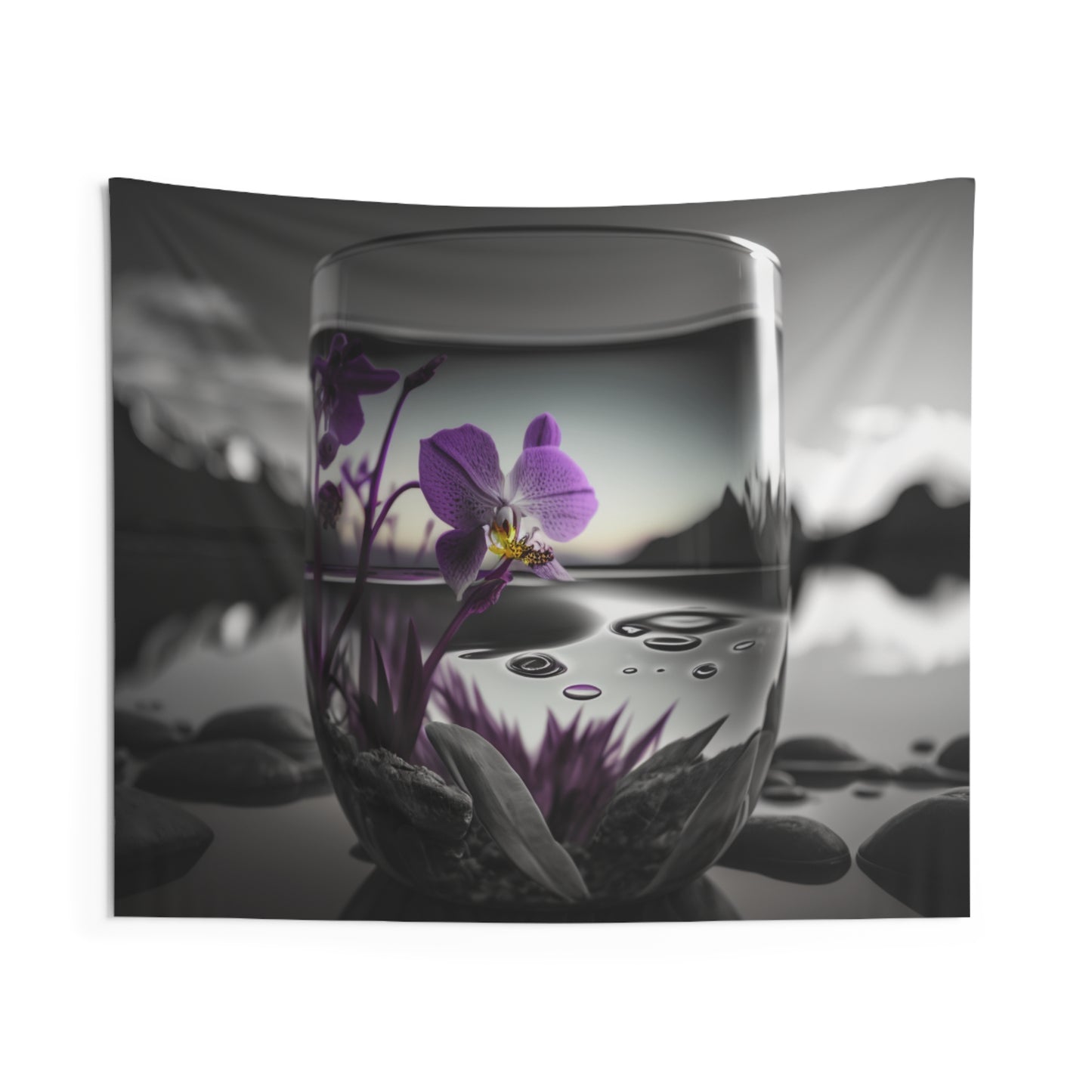 Indoor Wall Tapestries Purple Orchid Glass vase 2