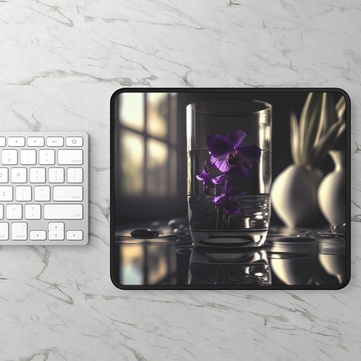 Gaming Mouse Pad  Purple Orchid Glass vase 4