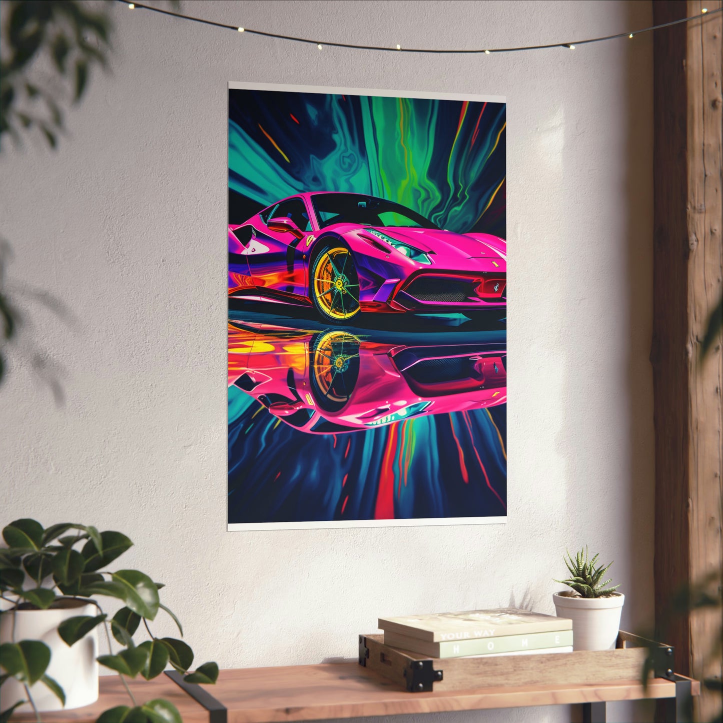 Premium Matte Vertical Posters Pink Ferrari Macro 4