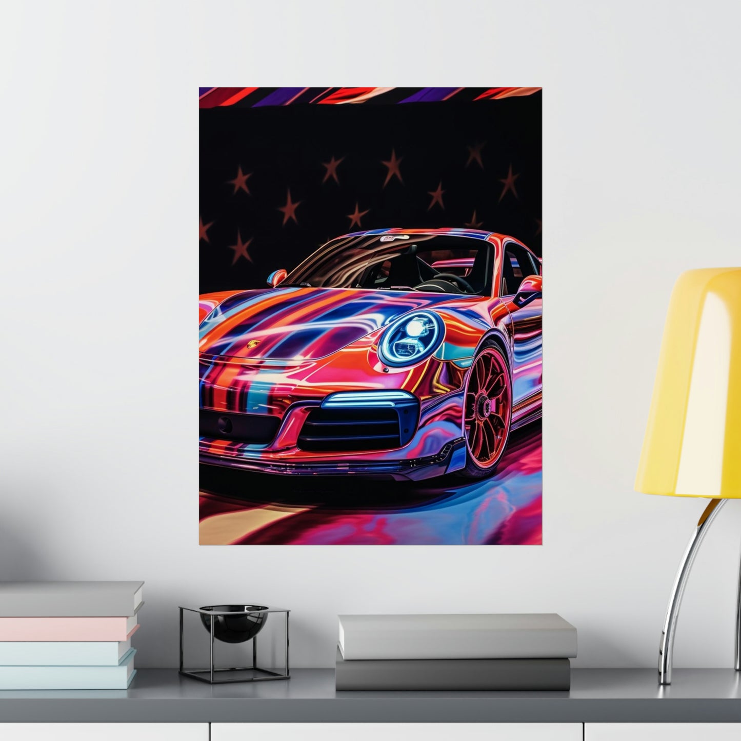 Premium Matte Vertical Posters American Flag Colored Porsche 4