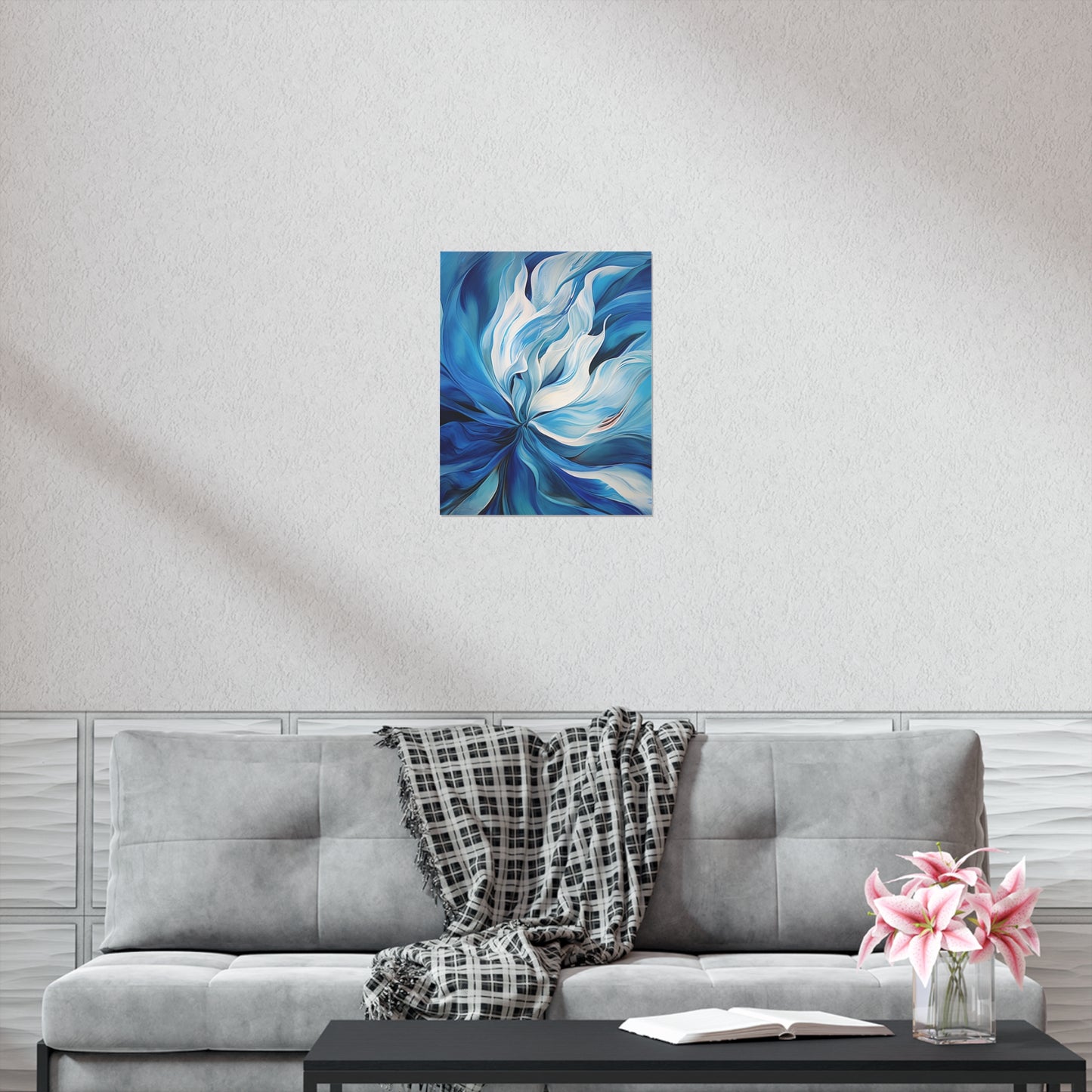 Premium Matte Vertical Posters Blue Tluip Abstract 1