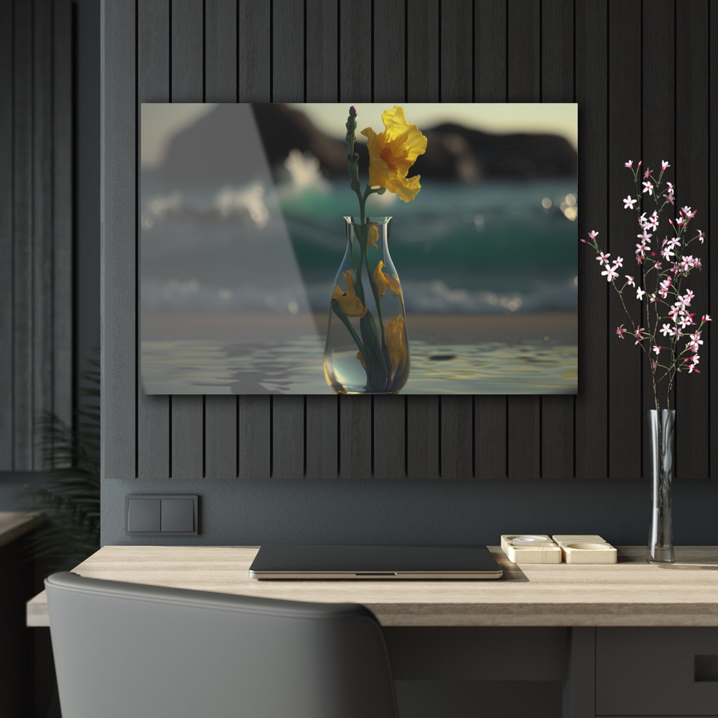 Acrylic Prints Yellow Gladiolus glass 2