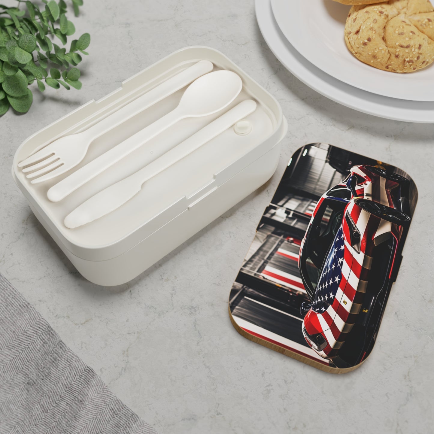 Bento Lunch Box American Flag Farrari 3