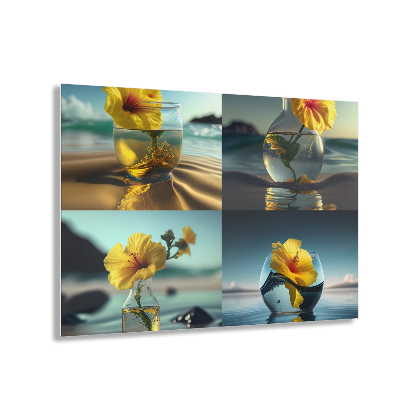 Acrylic Prints Yellow Hibiscus glass 5