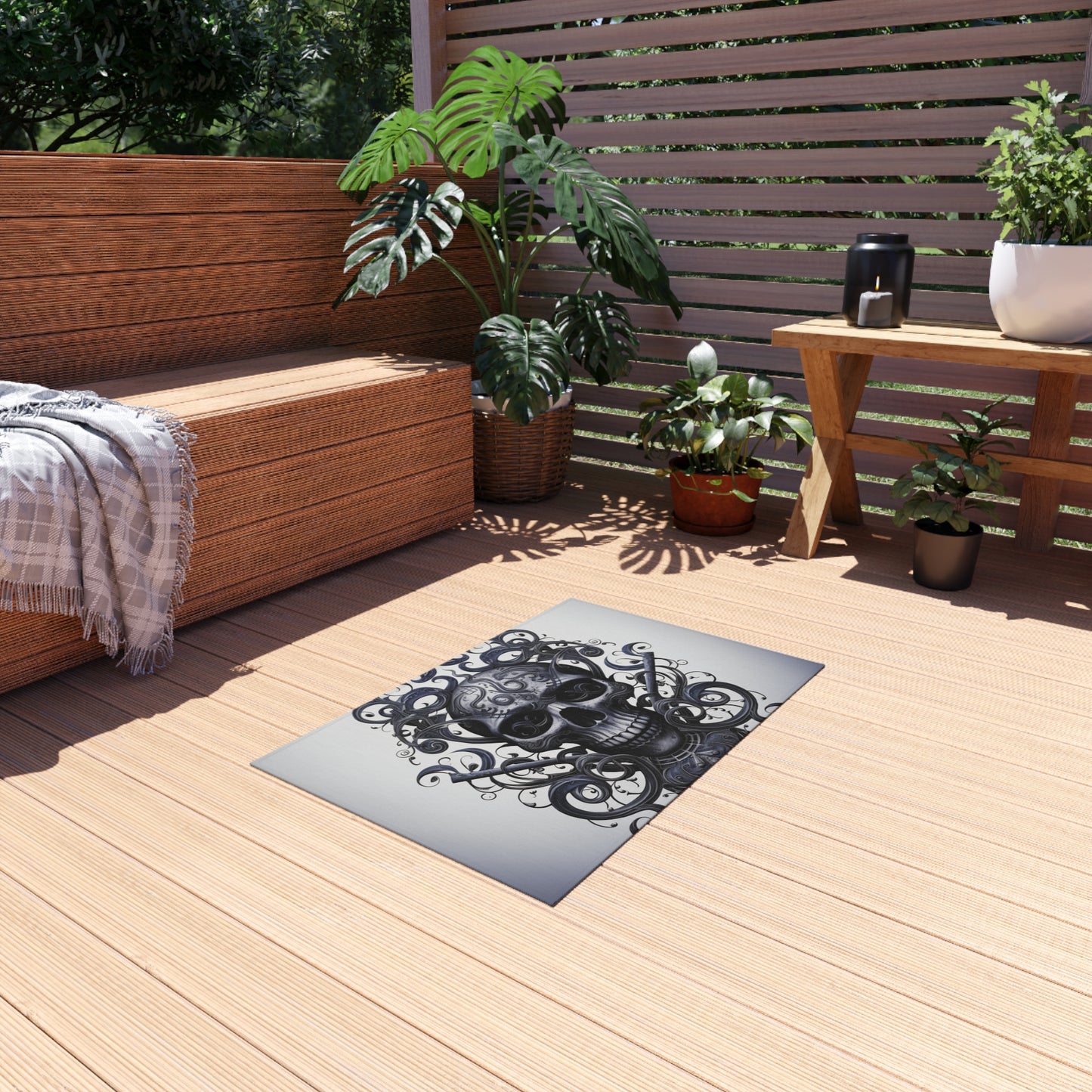 Outdoor Rug  Skull Treble Clef 1