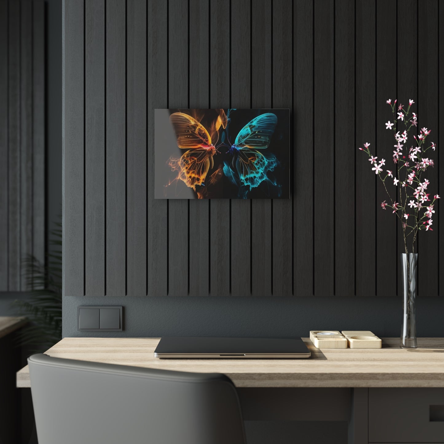 Acrylic Prints Kiss Neon Butterfly 2