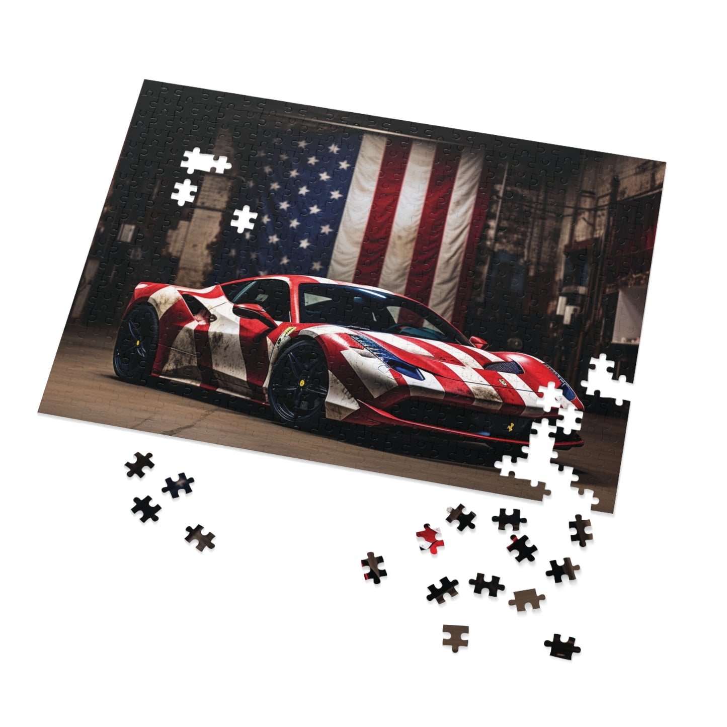 Jigsaw Puzzle (30, 110, 252, 500,1000-Piece) American Flag Farrari 2
