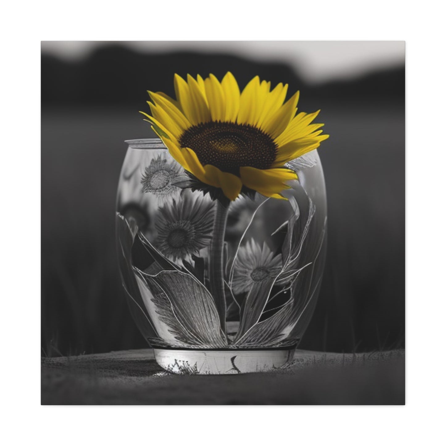 Canvas Gallery Wraps Yellw Sunflower in a vase 1