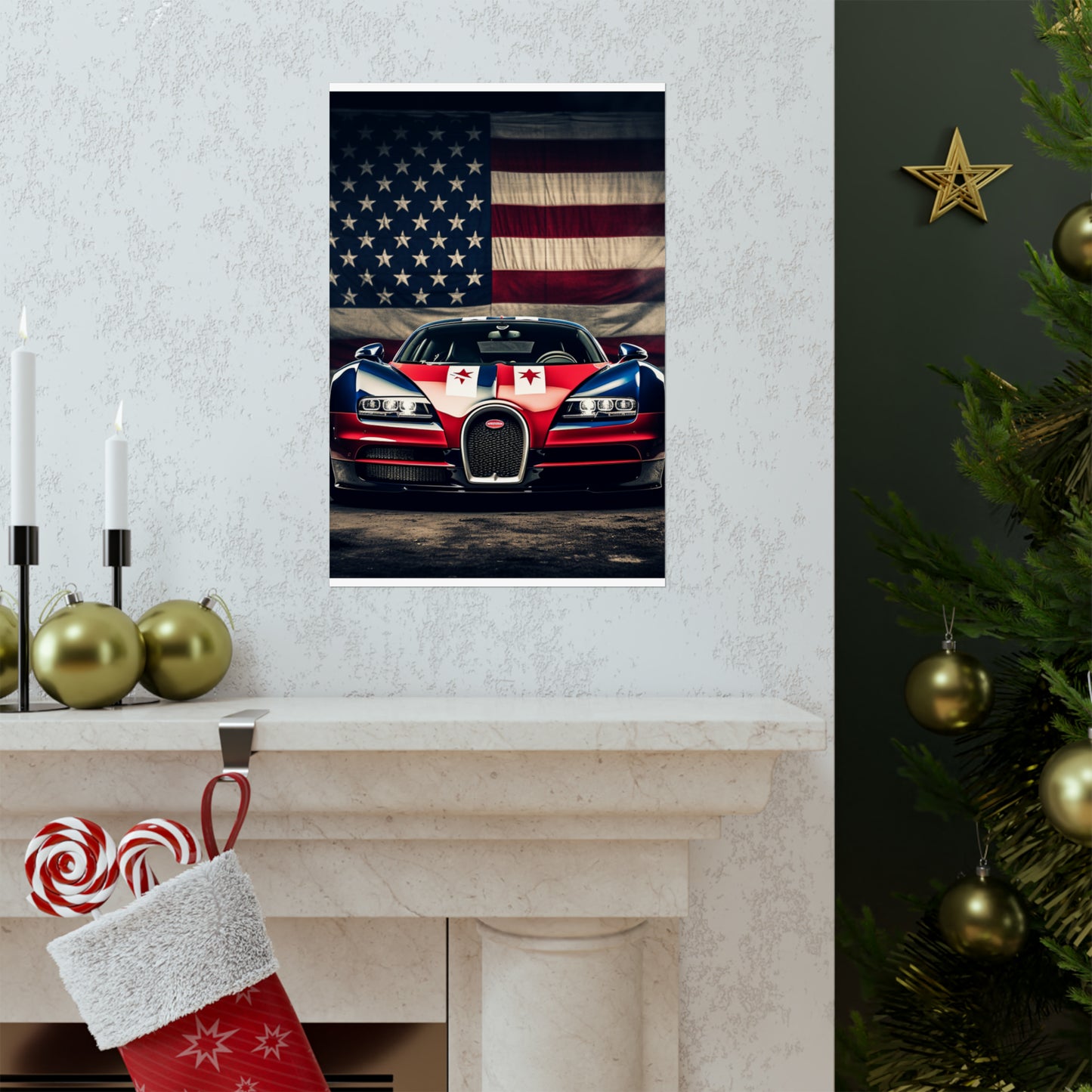 Premium Matte Vertical Posters Bugatti American Flag 3