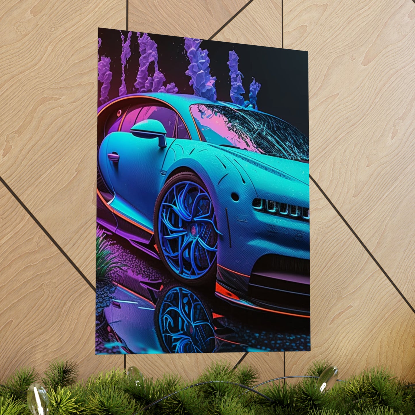 Premium Matte Vertical Posters Bugatti Neon Chiron 2