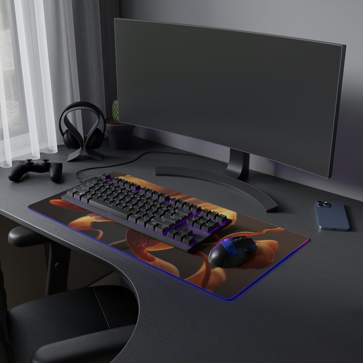 LED Gaming Mouse Pad Orange Orchid 1