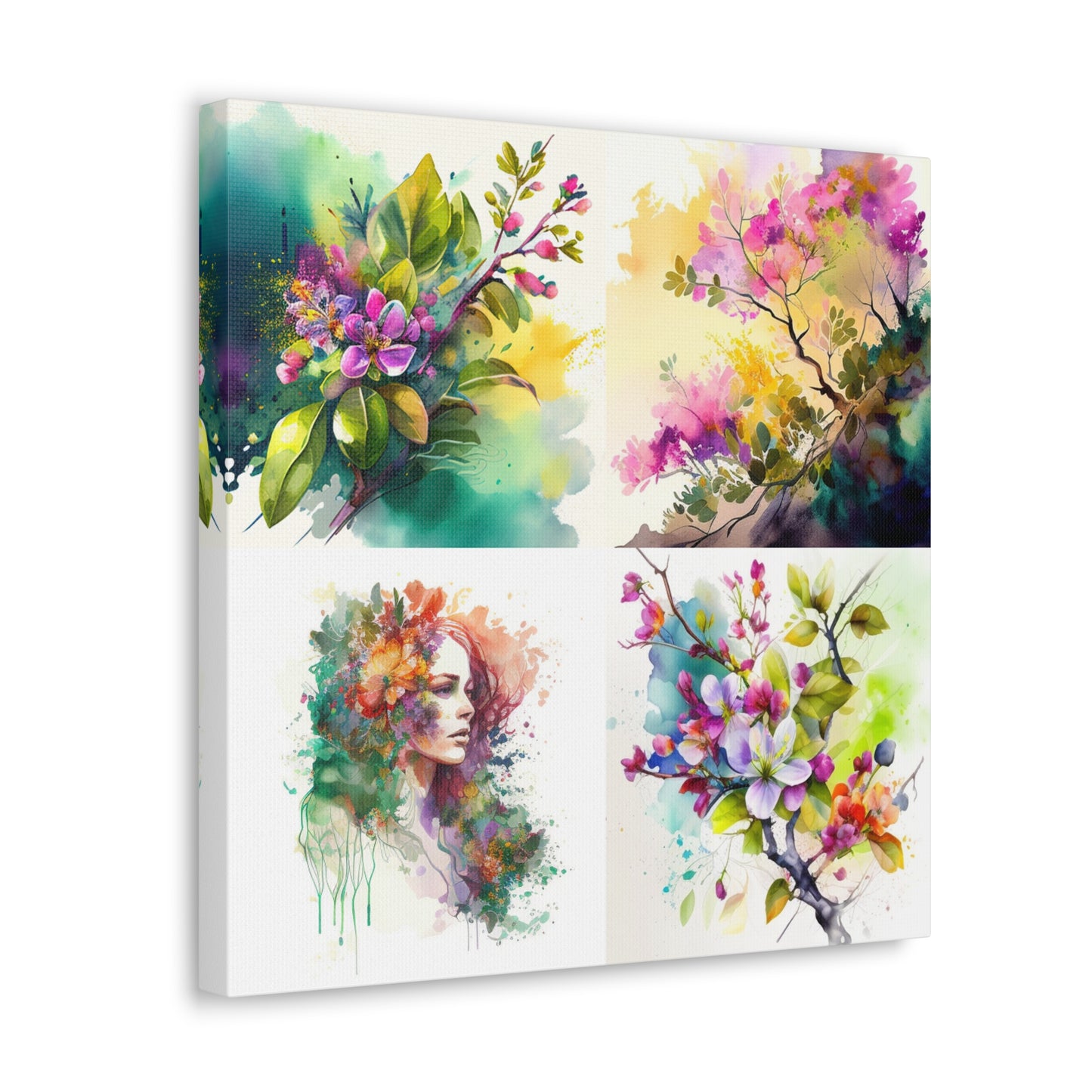 Canvas Gallery Wraps Mother Nature Bright Spring Colors Realistic Watercolor 5
