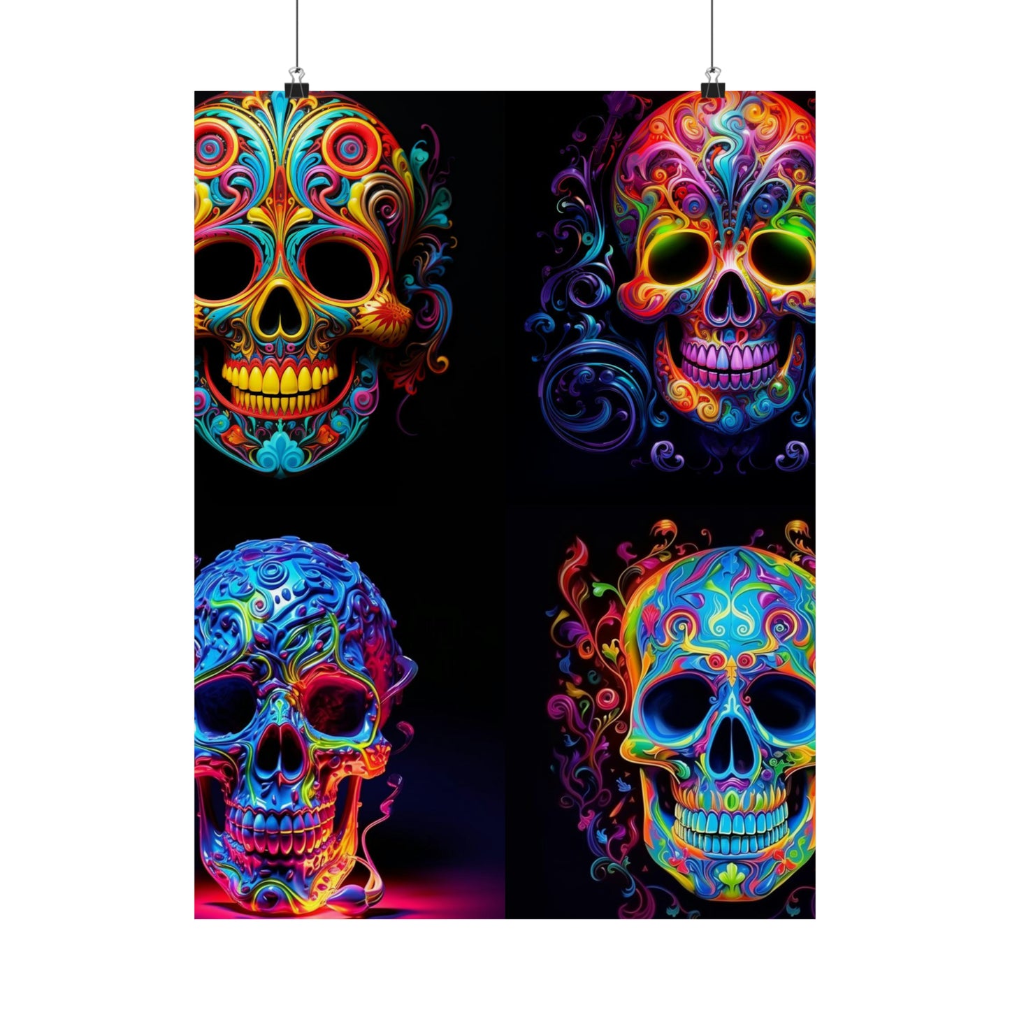 Premium Matte Vertical Posters Macro Skull Color 5