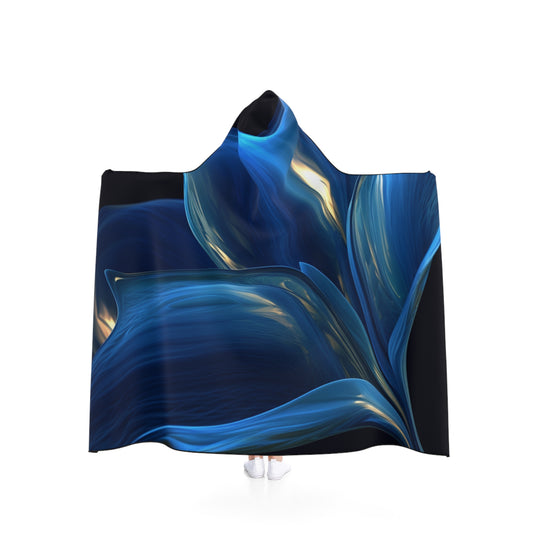 Hooded Blanket Abstract Blue Tulip 1