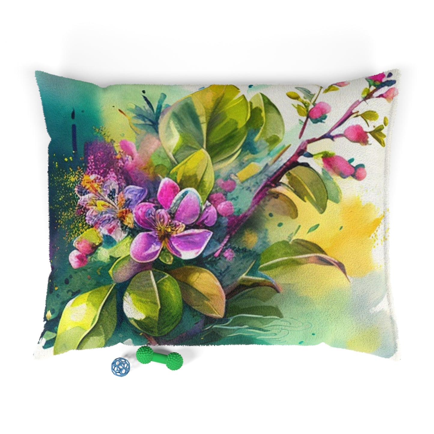 Pet Bed Mother Nature Bright Spring Colors Realistic Watercolor 1