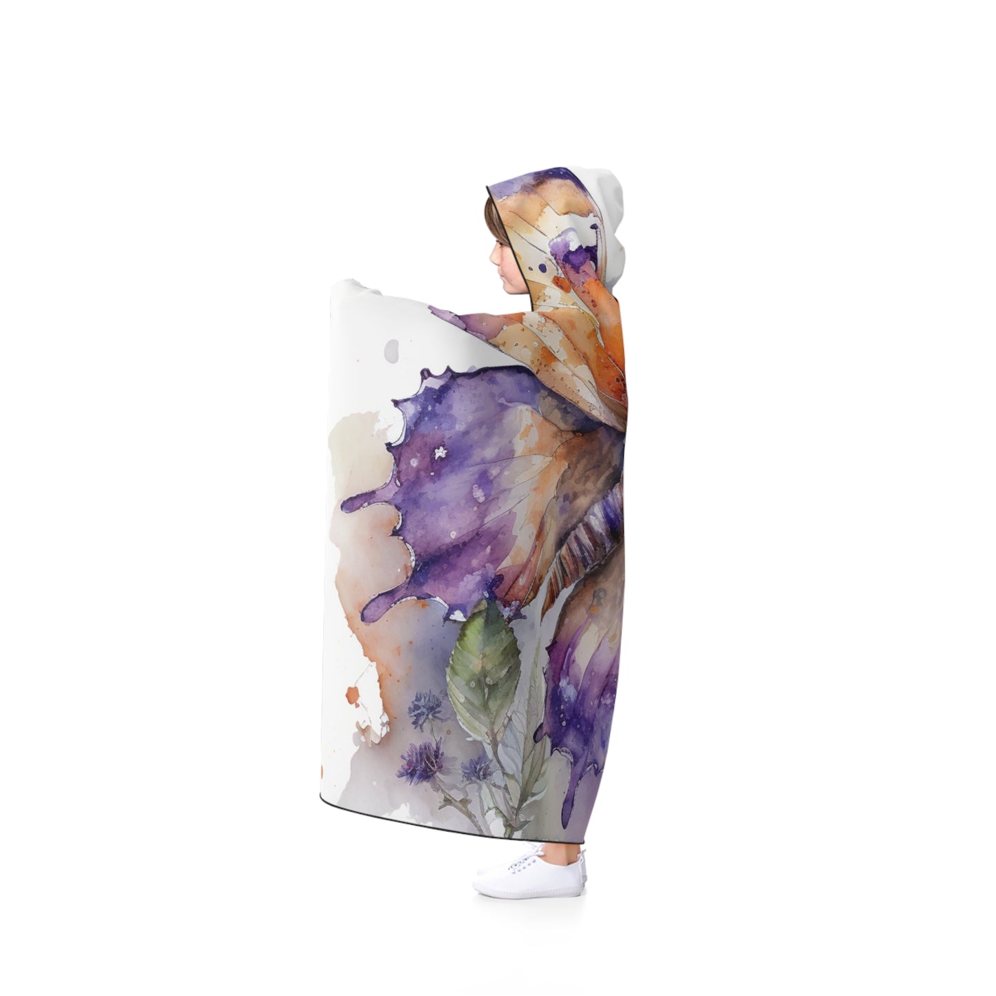 Hooded Blanket MerlinRose Watercolor Butterfly 1