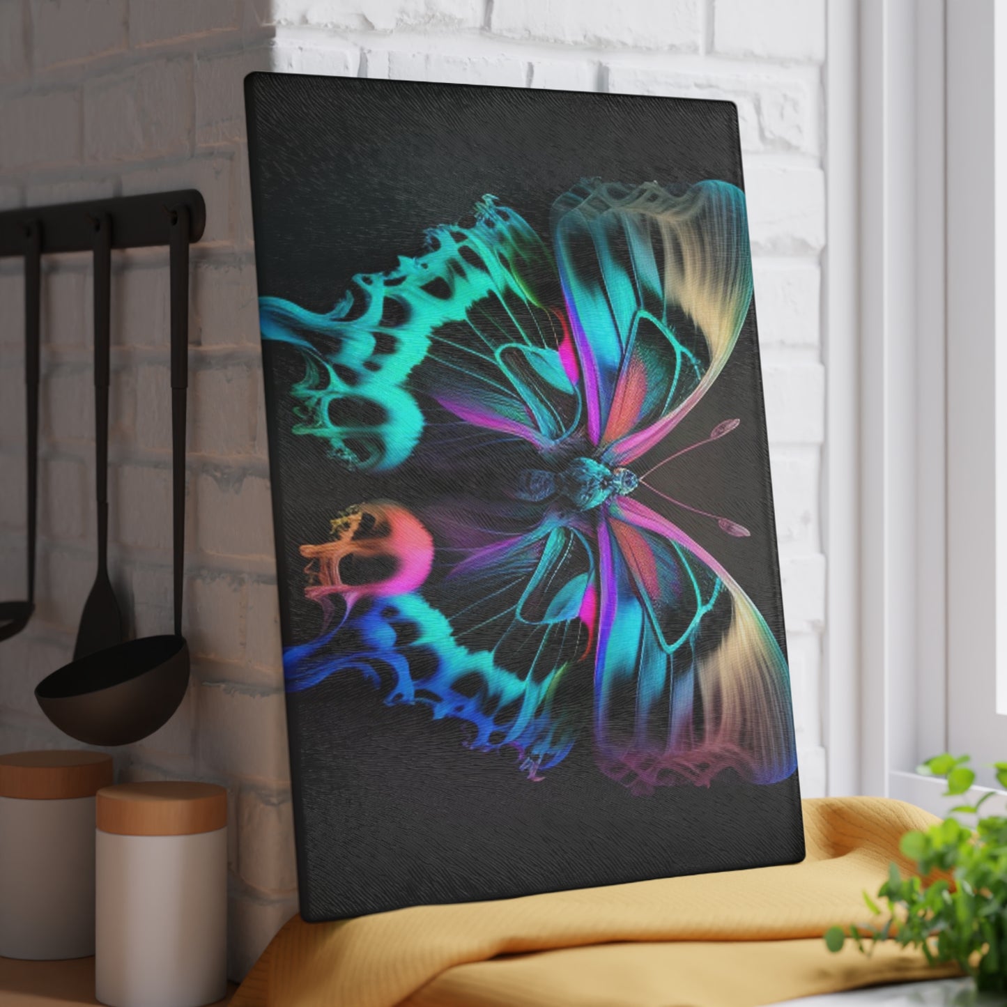 Glass Cutting Board Neon Butterfly Fusion 2