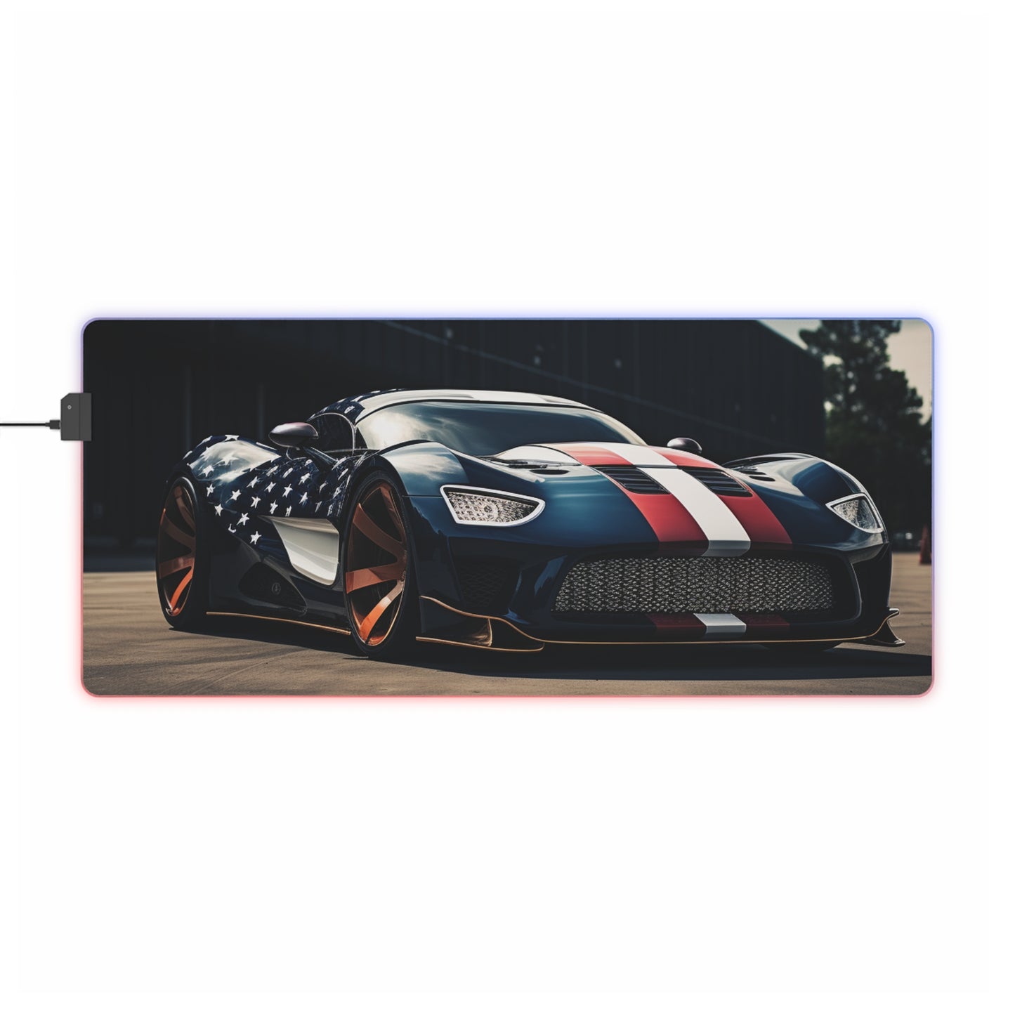 LED Gaming Mouse Pad Bugatti Flag American 2