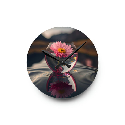 Acrylic Wall Clock Pink Daisy 1