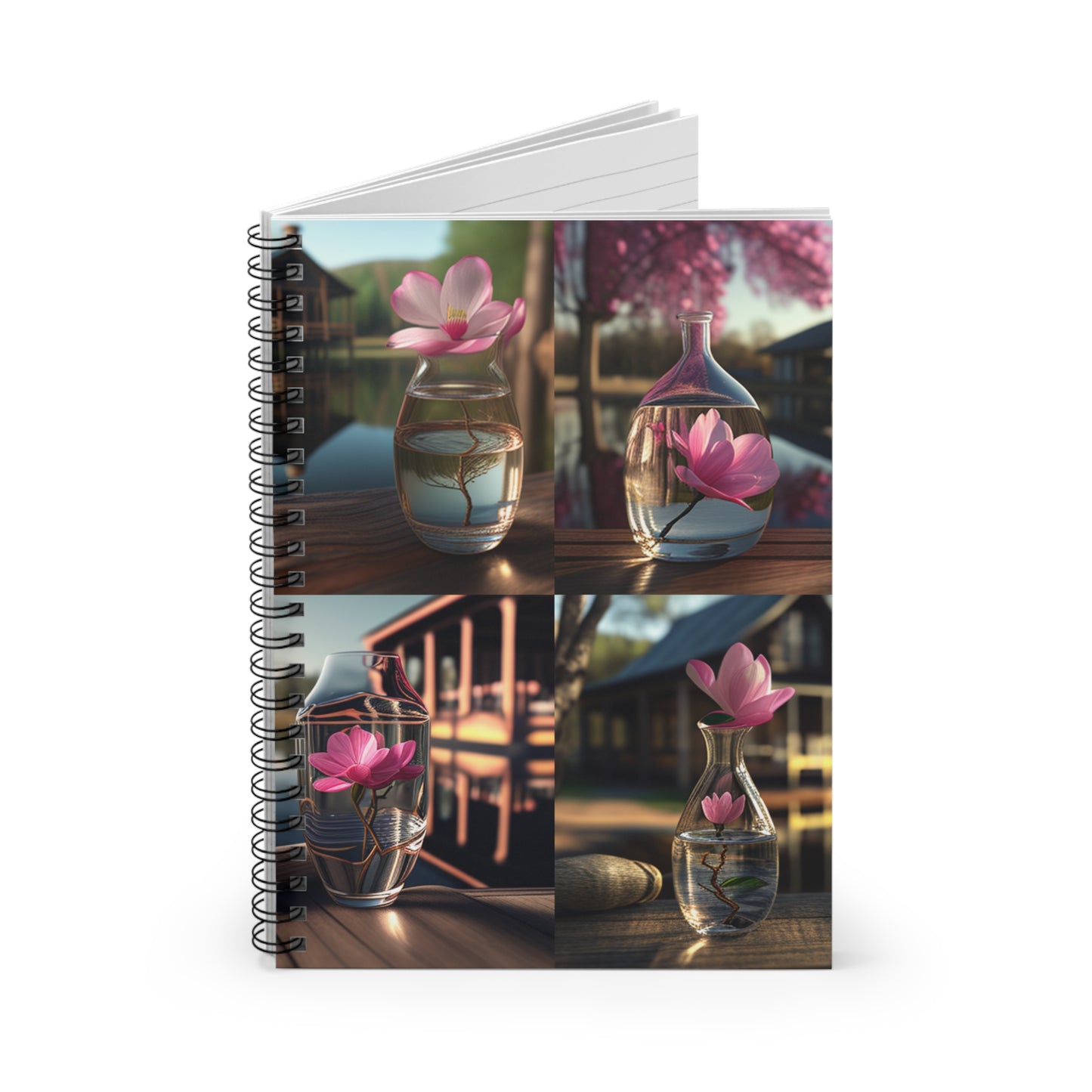 Spiral Notebook - Ruled Line Magnolia in a Glass vase 5