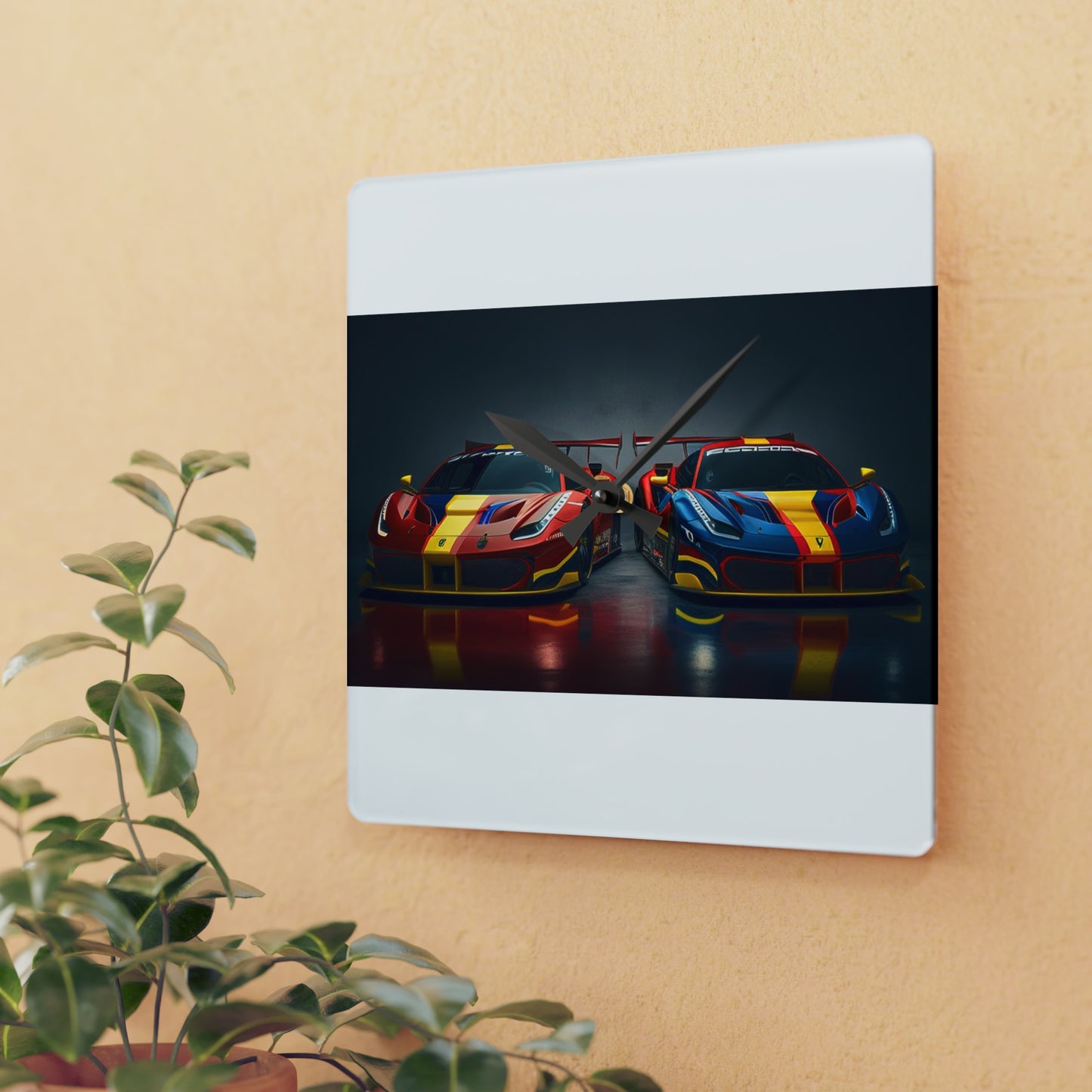 Acrylic Wall Clock Ferrari Red Blue 4