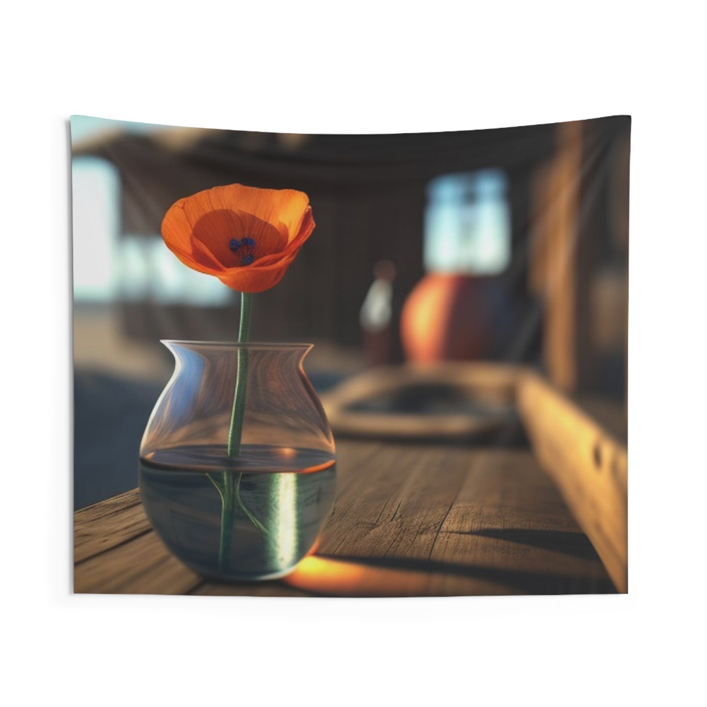 Indoor Wall Tapestries Poppy in a Glass Vase 2