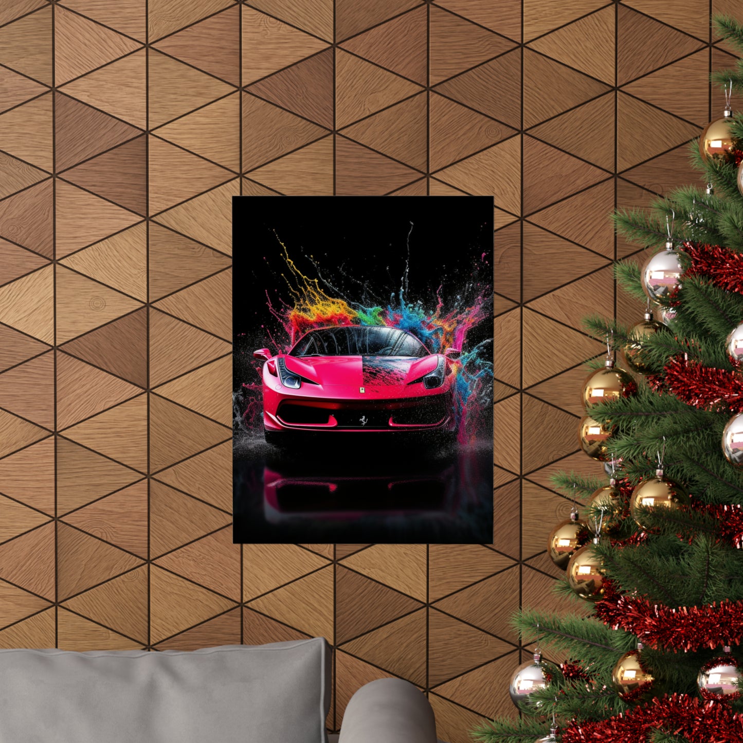 Premium Matte Vertical Posters Ferrari Water Splash 2