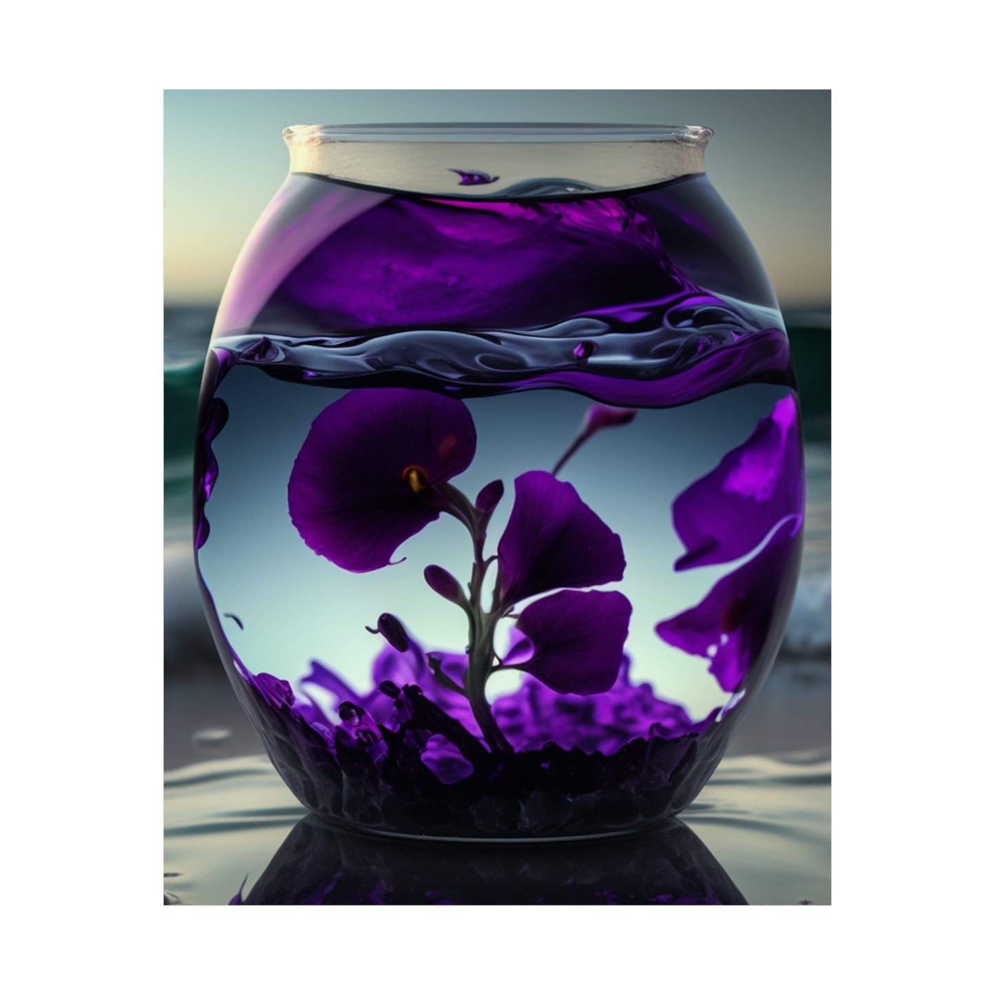 Premium Matte Vertical Posters Purple Sweet pea in a vase 4