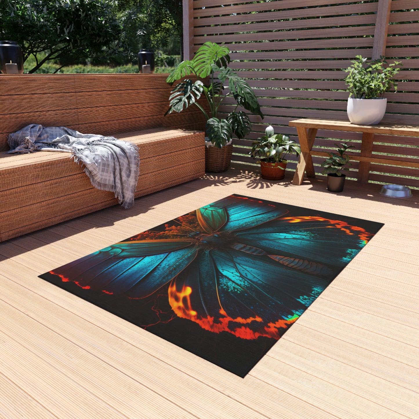 Outdoor Rug  Neon Butterfly Flair 3