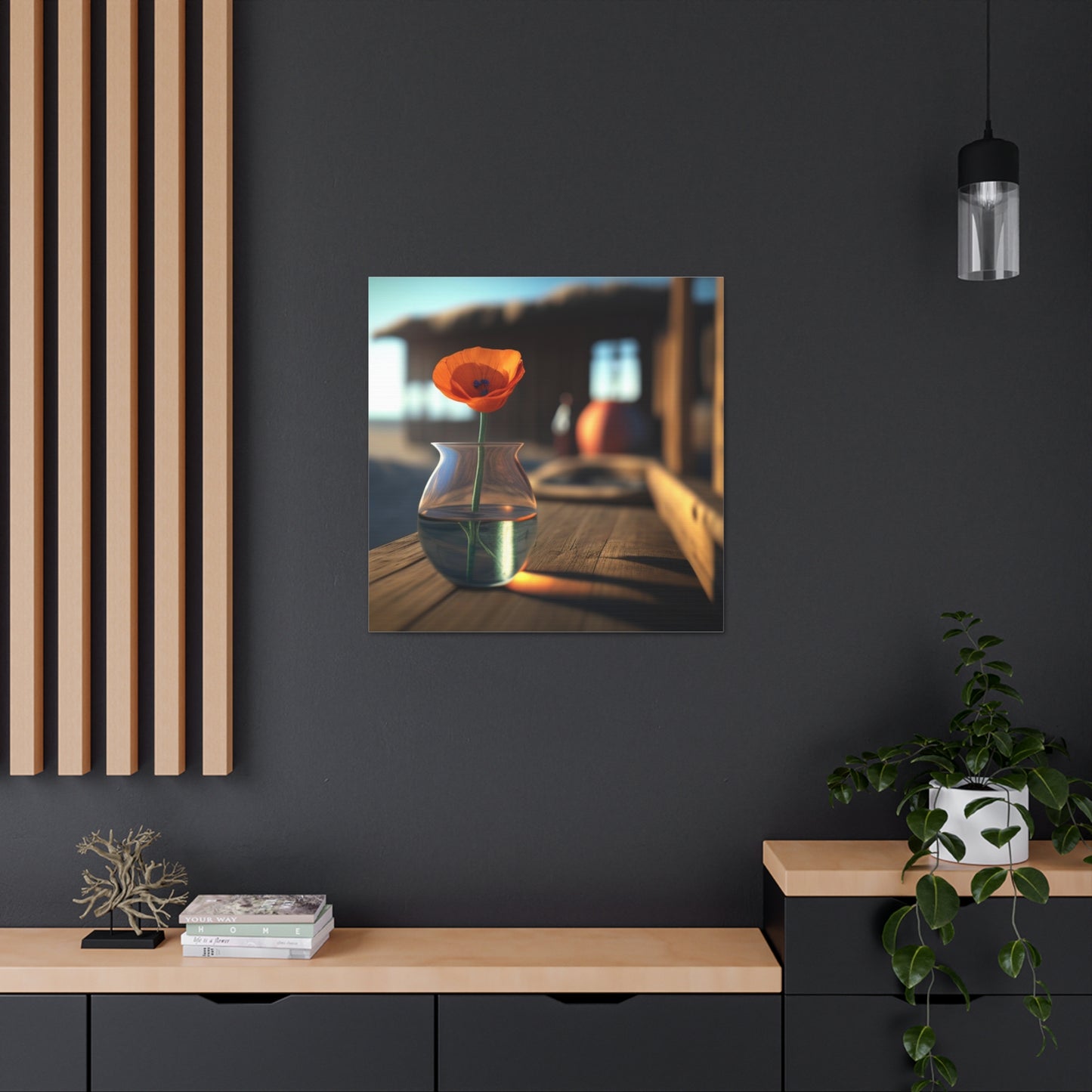 Canvas Gallery Wraps Poppy in a Glass Vase 2