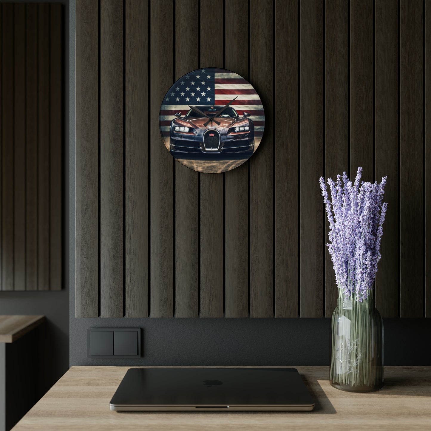 Acrylic Wall Clock Bugatti Flag 4