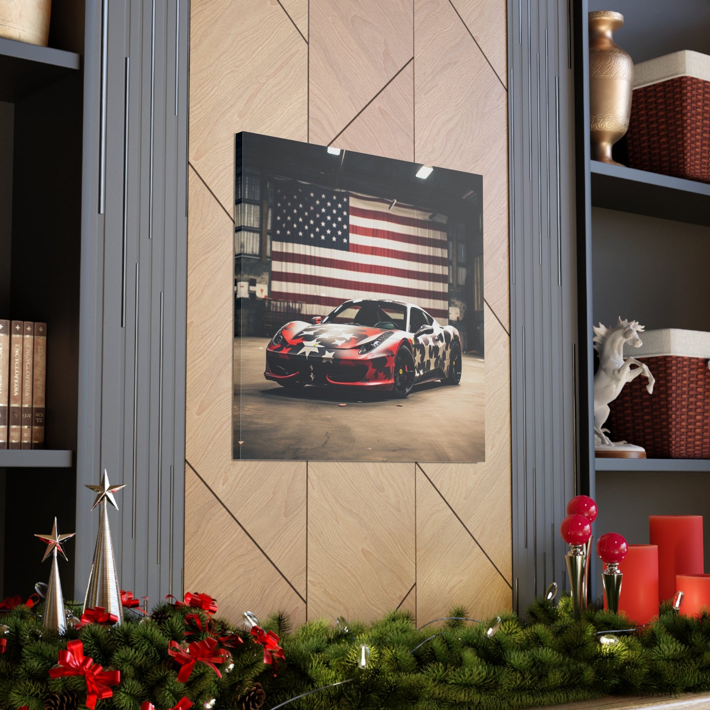 Canvas Gallery Wraps American Flag Farrari 1