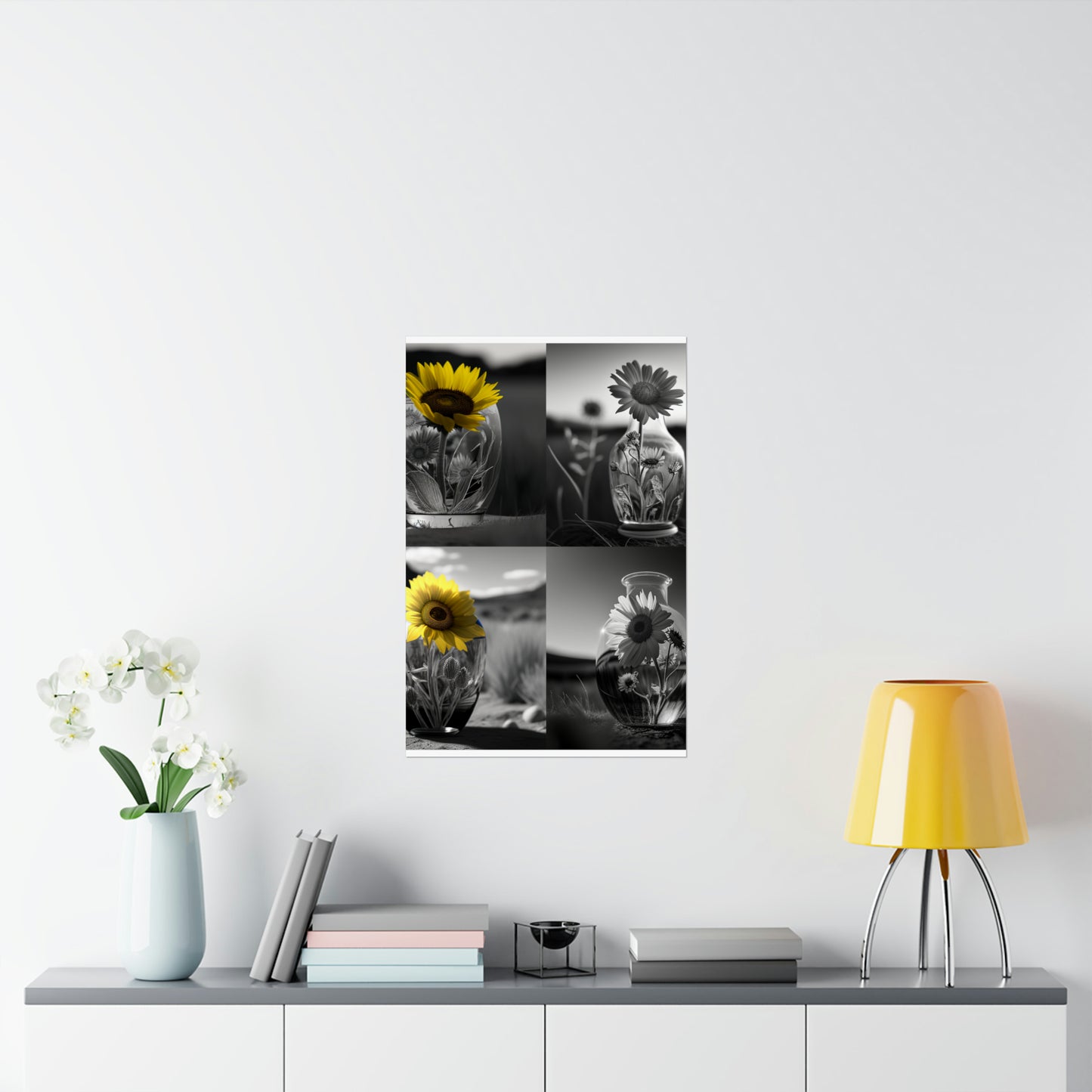 Premium Matte Vertical Posters Yellw Sunflower in a vase 5