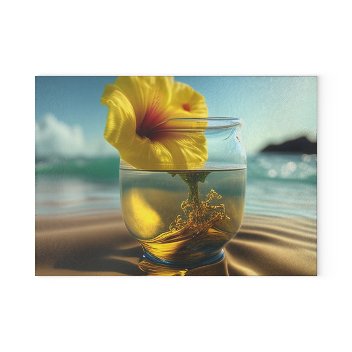 Glass Cutting Board Yellow Hibiscus glass 1