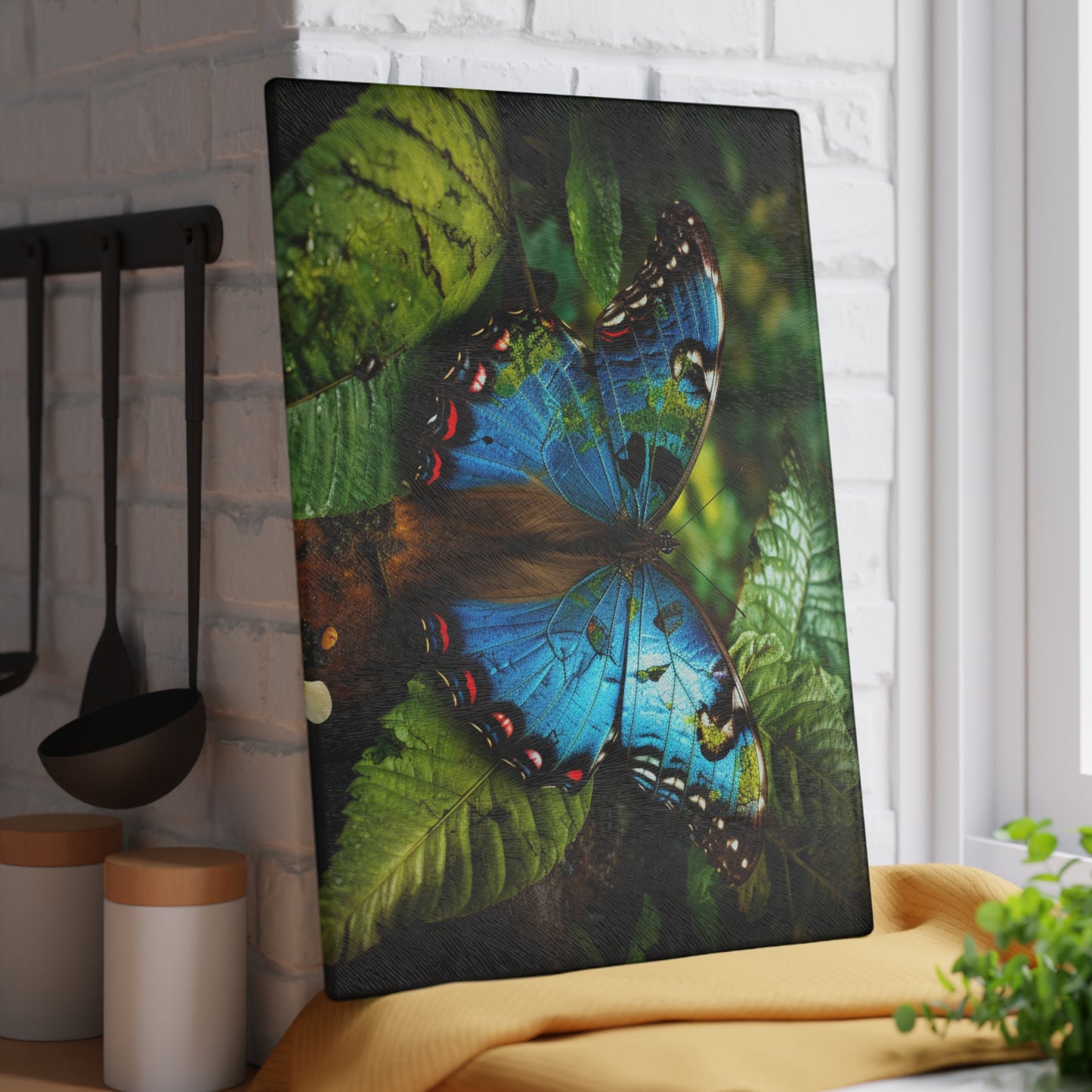 Glass Cutting Board Jungle Butterfly 2