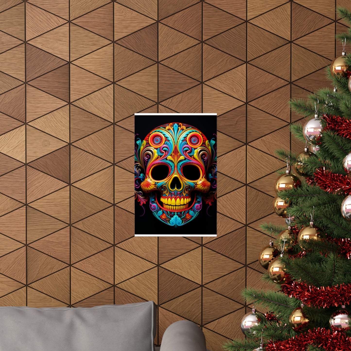 Premium Matte Vertical Posters Macro Skull Color 1