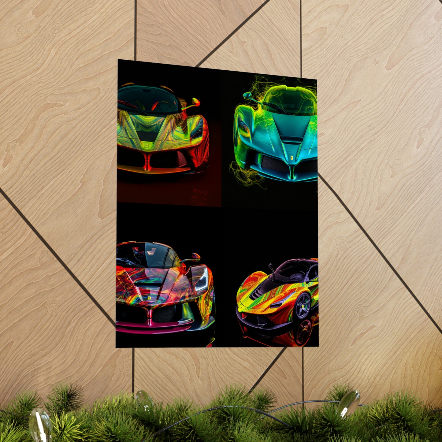 Premium Matte Vertical Posters Ferrari Neon 5