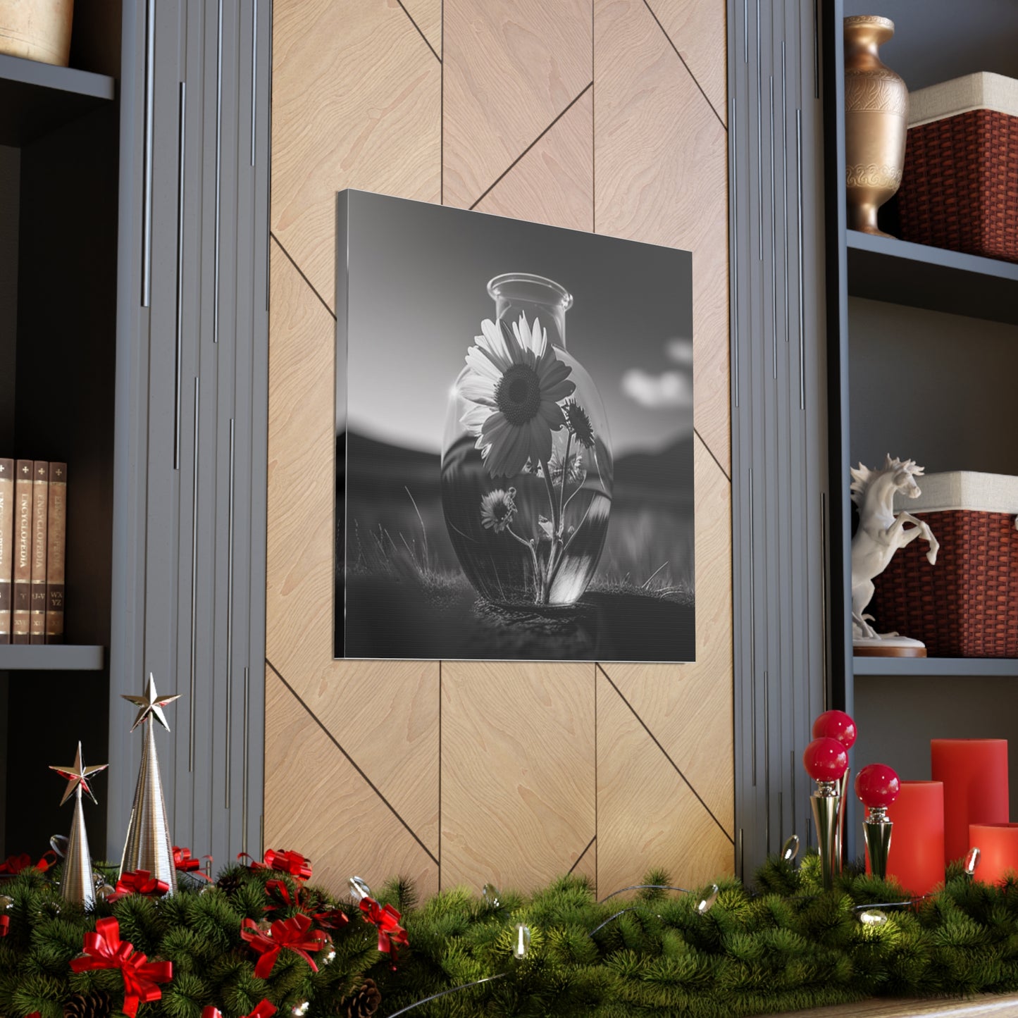 Canvas Gallery Wraps Yellw Sunflower in a vase 4