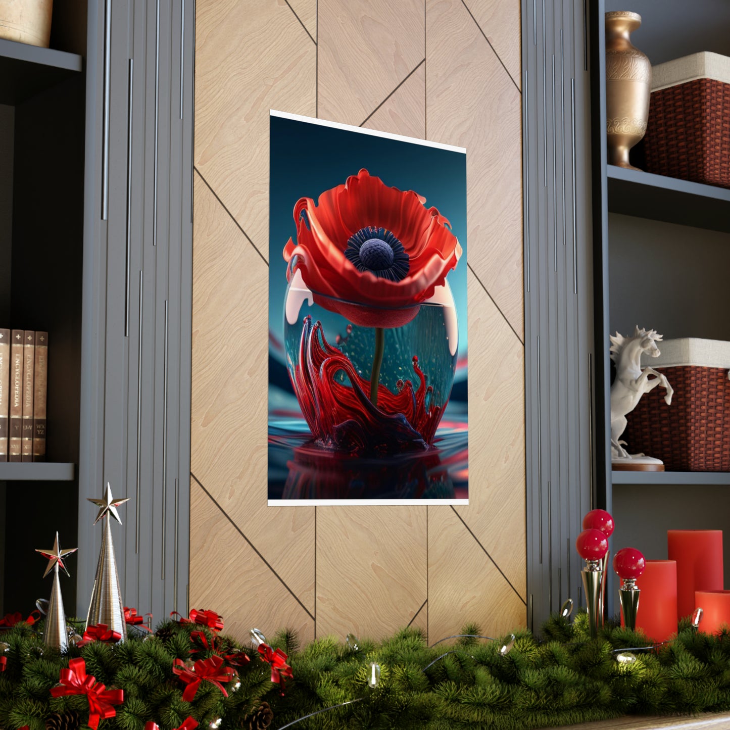 Premium Matte Vertical Posters Red Anemone in a Vase 2