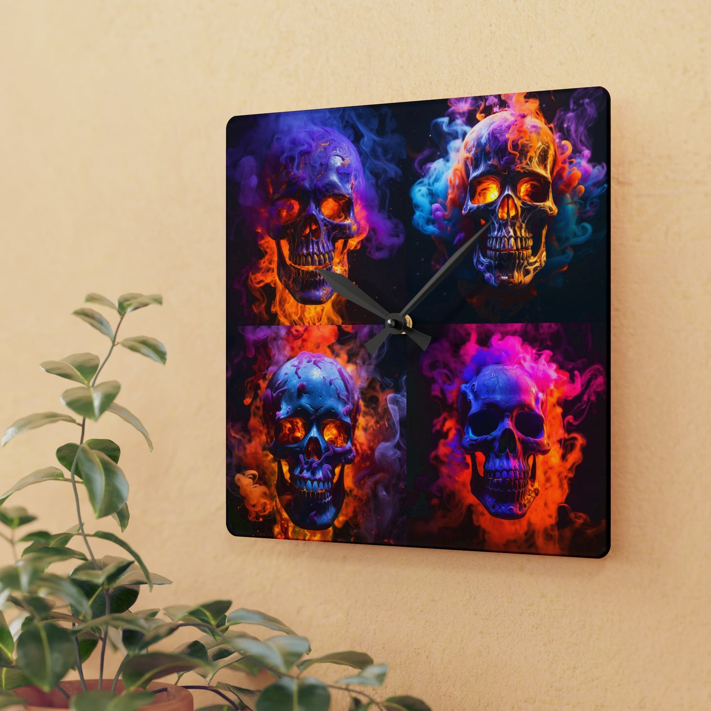 Acrylic Wall Clock Macro Skull 5