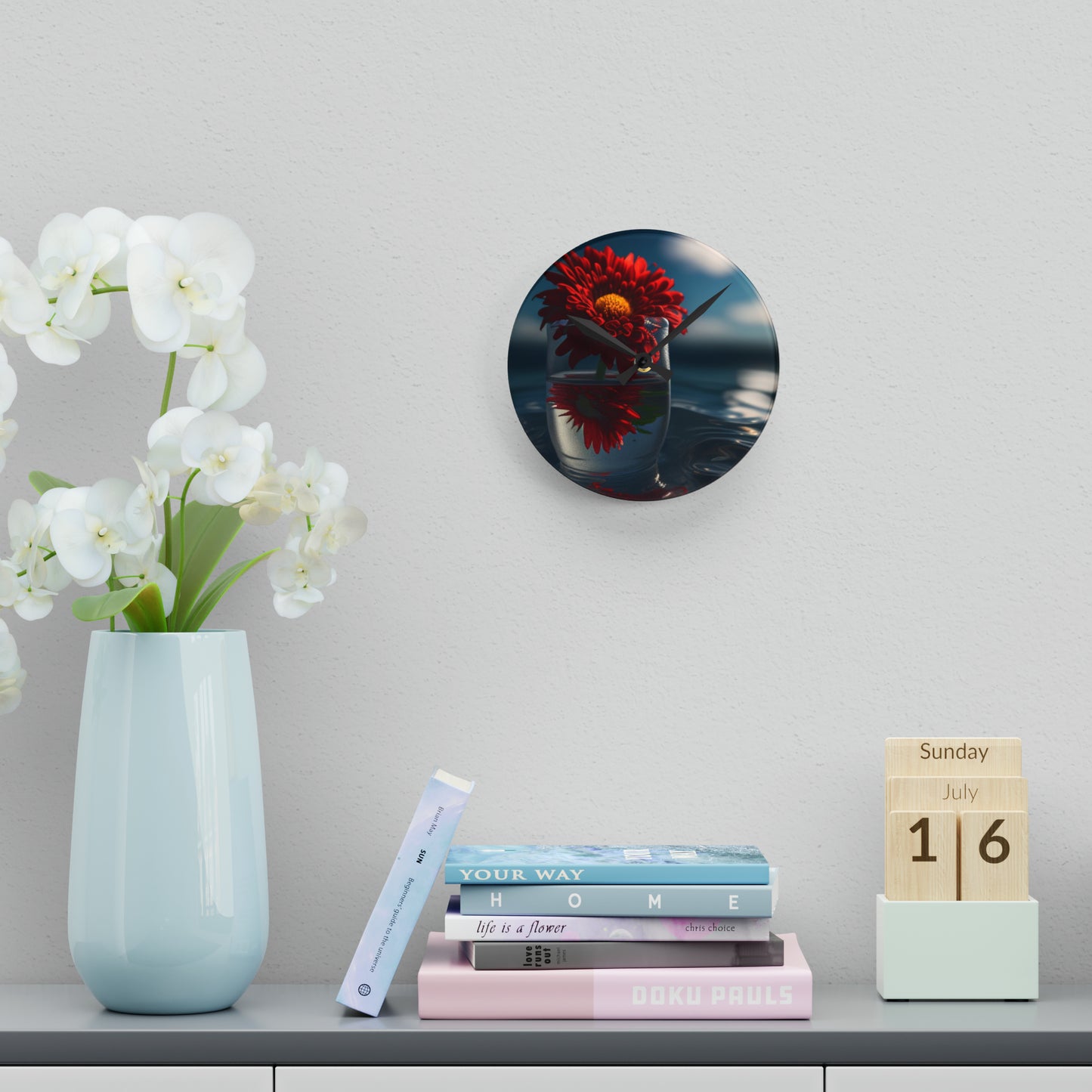 Acrylic Wall Clock Chrysanthemum 3