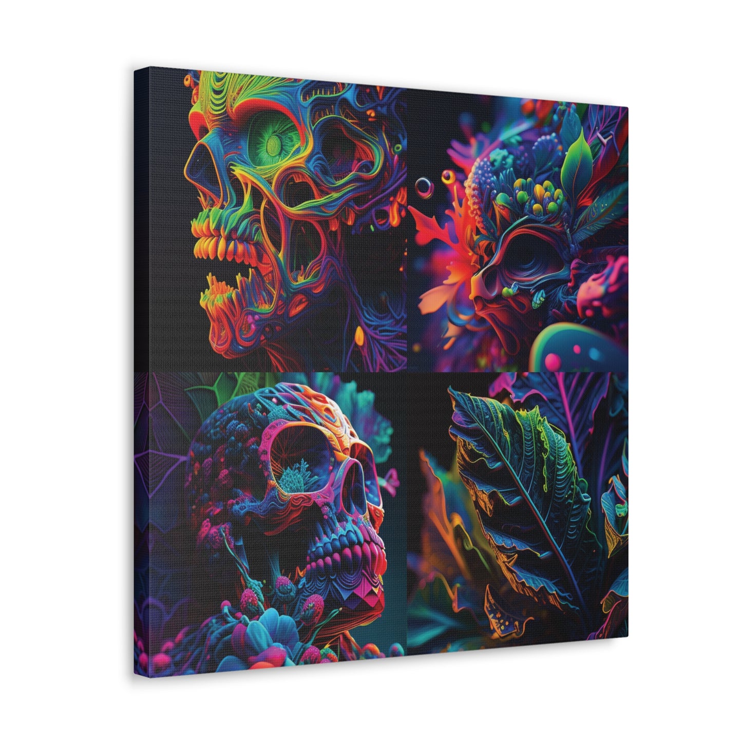 Canvas Gallery Wraps Florescent Skull Death 5