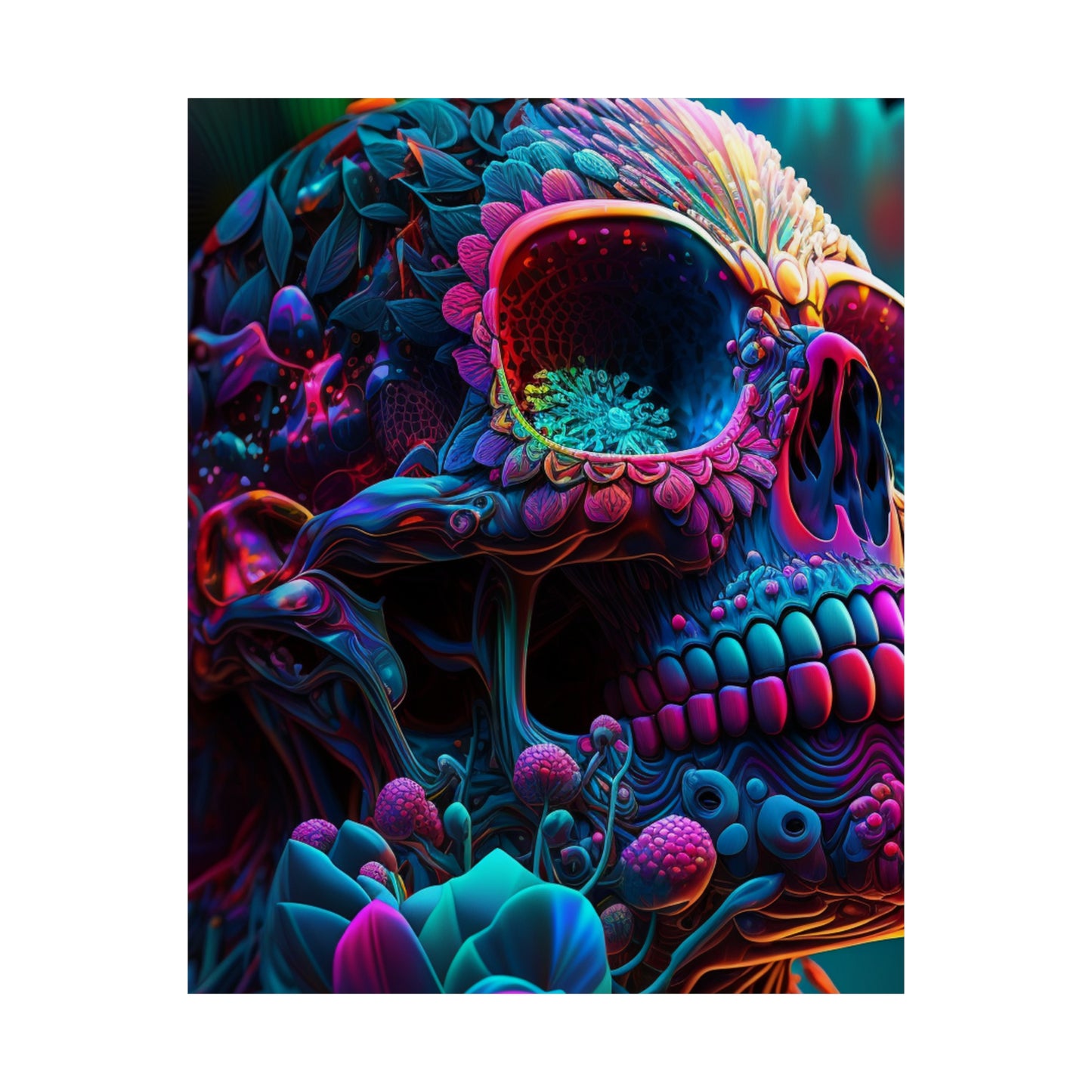 Premium Matte Vertical Posters Florescent Skull Death 3